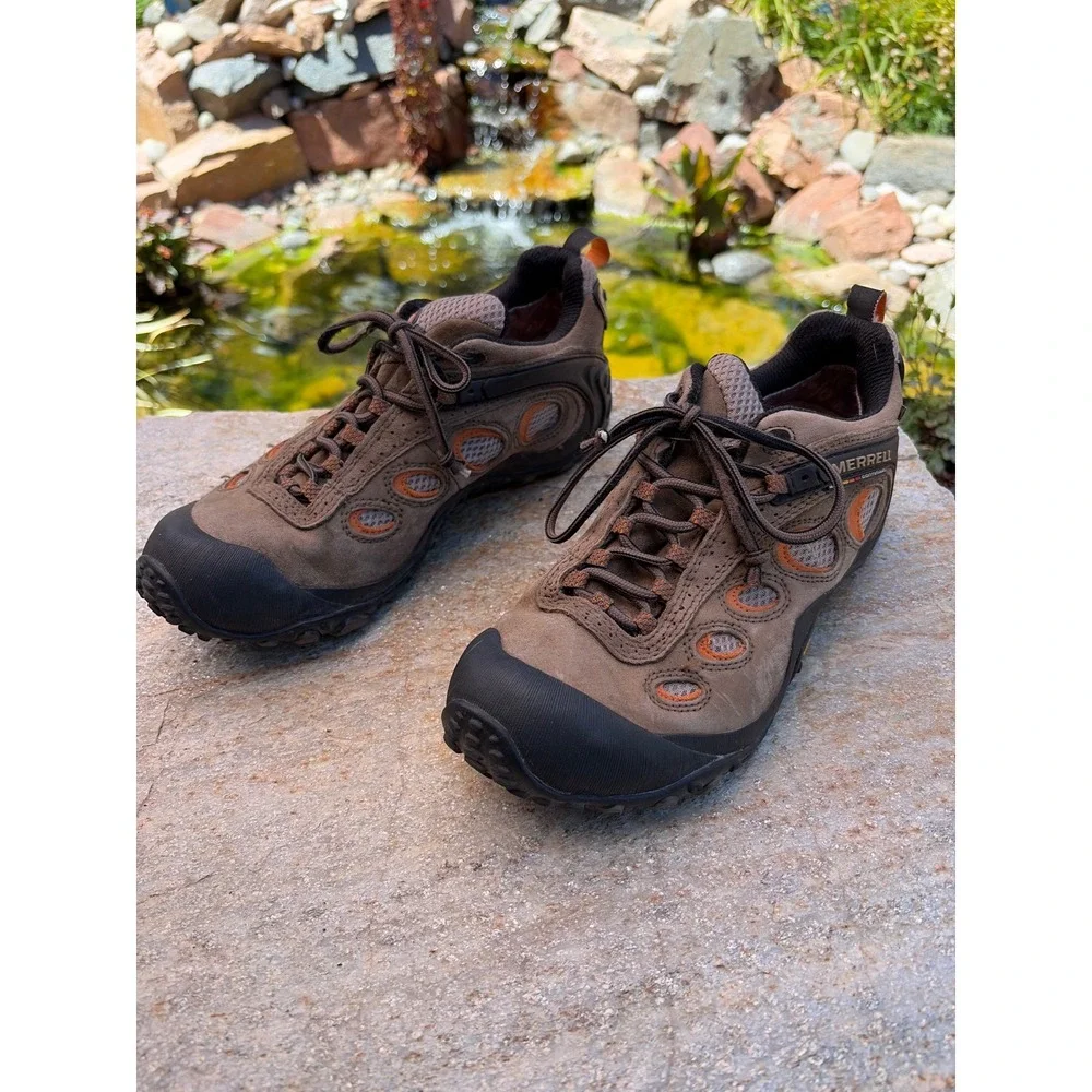 Merrell Chameleon Wrap Pro Mens 9 Hiking Shoes Brown Orange Vibram Continuum